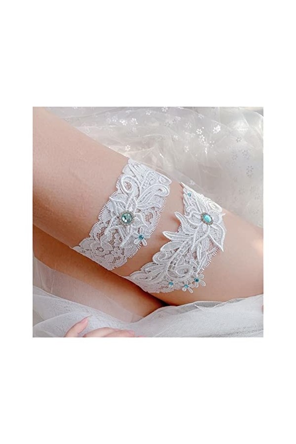 ACiyD Jarretière de Mariage 2 pièces en Dentelle Sexy pour Femme Couleur : F Bleu Royal, Taille : Taille Unique G Bleu Cie