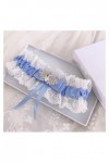 ACiyD Mariage Jarretière De Mariée Satin Bow Strass Jarretière Sexy Dentelle Jarretière Cuisse Verrouiller Color : Blue, Siz