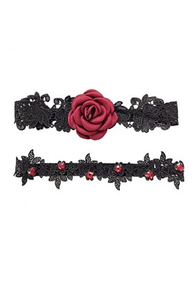 Jarretière de mariage 2 pièces en dentelle rose brodée florale sexy jarretière dames/cuisse de mariée verrouiller jarretière 