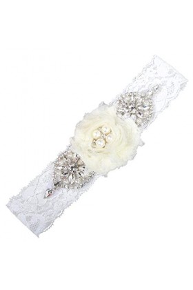 Ceintures en dentelle extensible jarretière florale, accessoires de mariage nuptiale à la main perceuse en verre anneau de ja