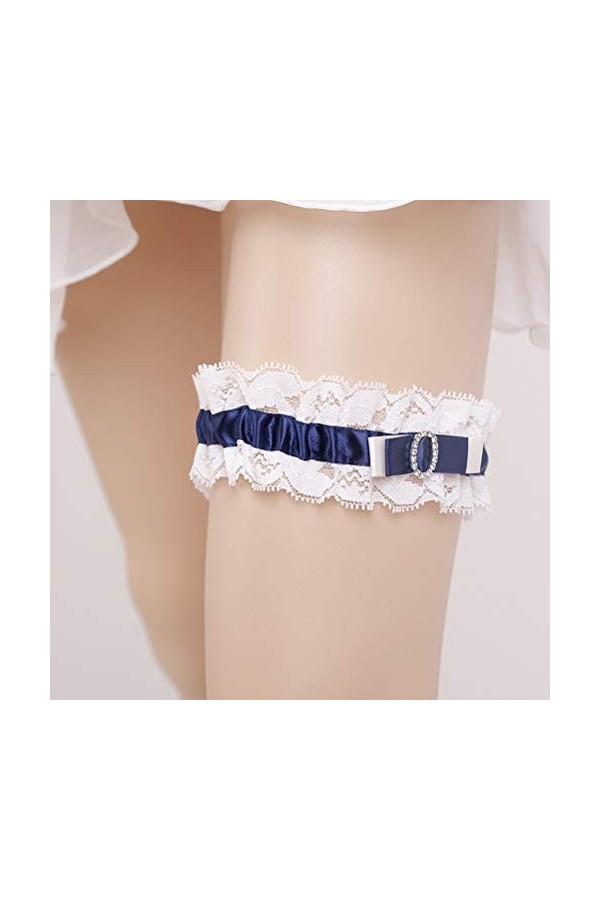 ACiyD Ceinture pour Dames Western Wedding Bride Jarretière Dentelle Strass Ruban Bridal Foot Decor Ornements Couleur : Bleu 