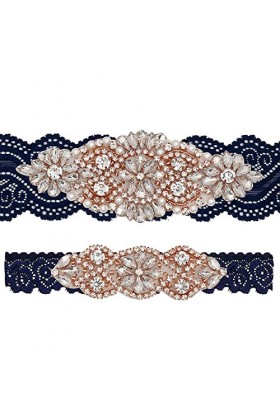 TONZN Accessoires de robes de mariée jarretière, accessoires de mariage antidérapants en dentelle avec strass et dentelle por