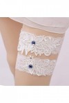 TONZN Jarretière de mariée en dentelle avec strass - Blanc - Taille unique