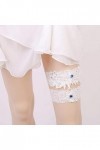 TONZN Jarretière de mariée en dentelle avec strass - Blanc - Taille unique