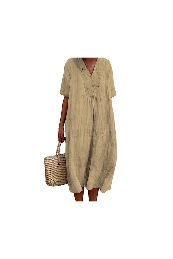 Tendance Dames Robe Respirant Respectueux De La Peau Robe De Plage Solide Couleur Robe De Plage Surdimensionnée Femmes Vêteme