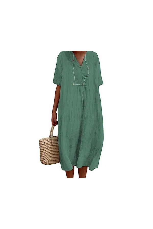 Tendance Dames Robe Respirant Respectueux De La Peau Robe De Plage Solide Couleur Robe De Plage Surdimensionnée Femmes Vêteme