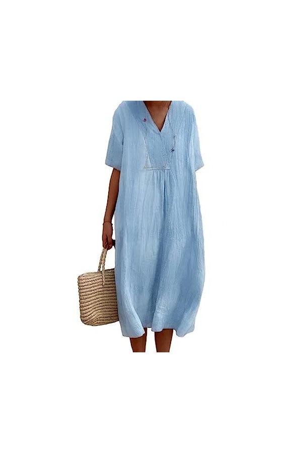 Tendance Dames Robe Respirant Respectueux De La Peau Robe De Plage Solide Couleur Robe De Plage Surdimensionnée Femmes Vêteme