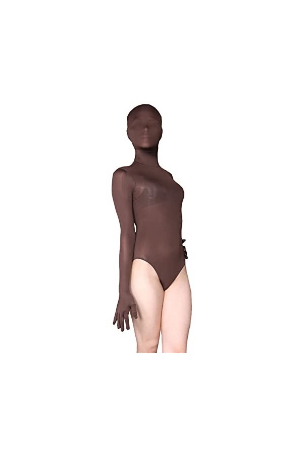 VETCS Body Transparent Sexy pour Femmes Soie de Glace Fermeture à Glissière au Dos Maigre Cosplay Night Clubwear avec Casque 
