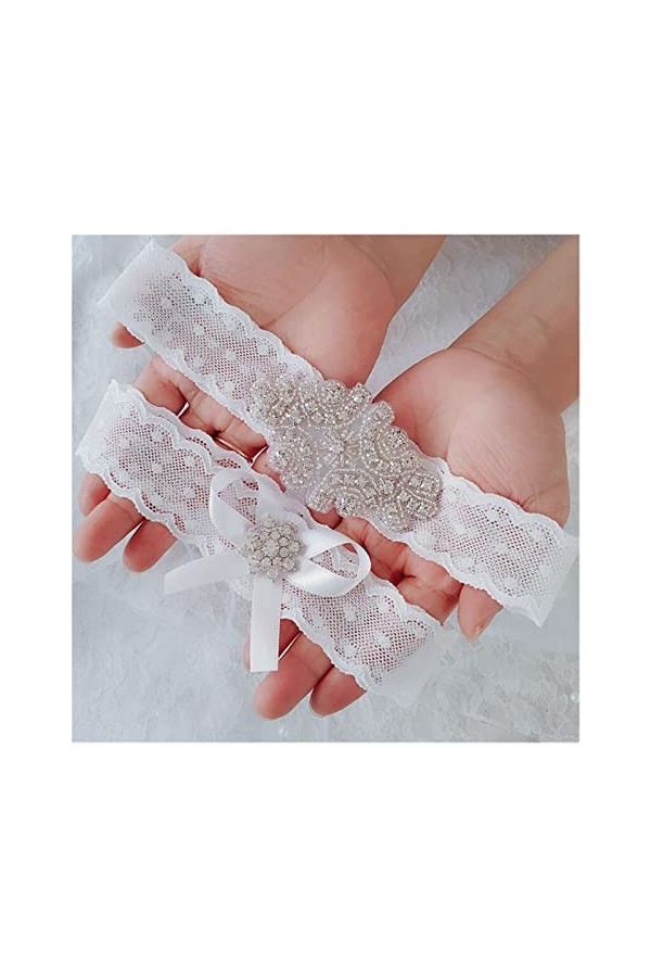 BAtlam Lot de 2 Porte-Jarretelles de Mariage Nuptiale, Porte-Jarretelles de Cuisse pour Femme, Accessoire de fête Couleur : 