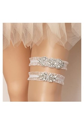 ACiyD Mariage Jarretière de mariée Satin Bow Strass Jarretière Sexy Dentelle Jarretière Cuisse verrouiller Couleur : Orange,