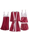 Lingerie sexy pour femme - En soie sexy - Cami - Vêtements de nuit - Ensemble de sous-vêtements - Pyjama avec robe - Lingerie
