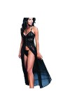 OQHAIR Pyjamas érotiques Femmes Lingerie Sexy Hot Long Black Veil Lingerie Lenceria Sexy Baby Doll Dress Costumes érotiques V