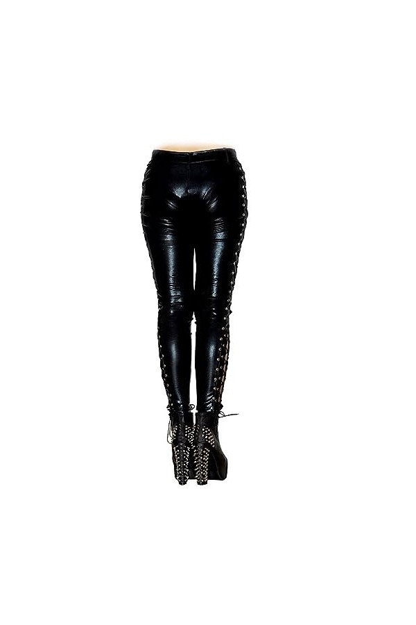 JYDQM Intérêt Bas Pantalons Taille Pantalon en Cuir Sexy Dentelle Leggings De Club Fun Robe De PVC Combinaison Sensation Humi