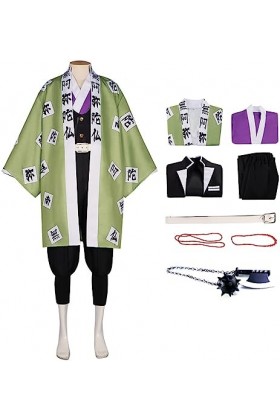 Foanja Déguisement Himejima Gyomei Adulte Cosplay Demon Slayer Corps Himejima Gyomei Complet Anime Uniforme Kimono pour Dress