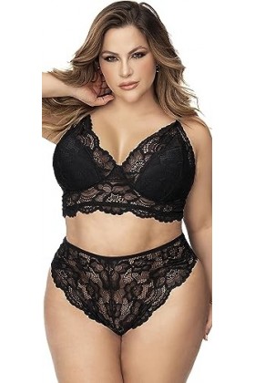 Mapalé by Espiral 8796x Set de 2 pièces Ensemble de Lingerie, Noir, 3X/4X Femme