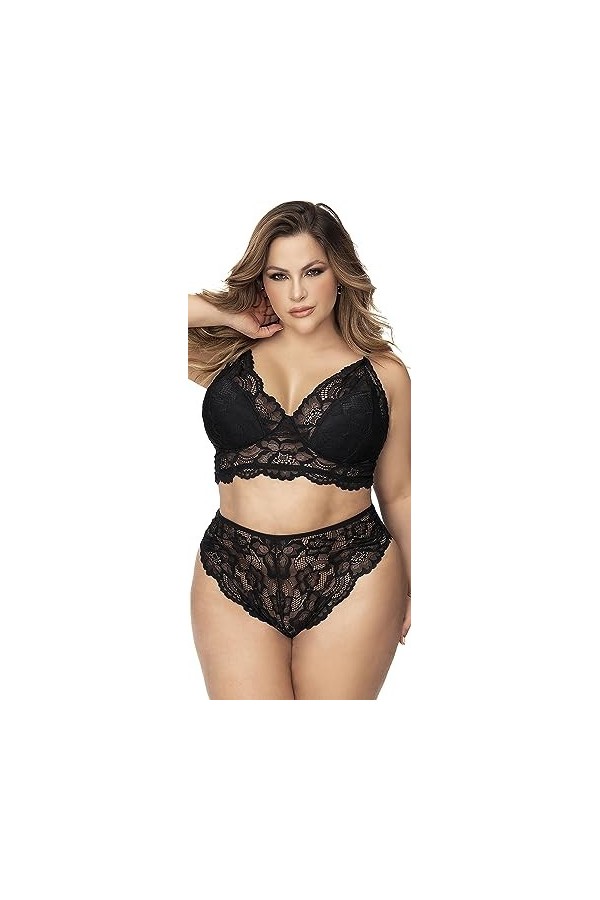 Mapalé by Espiral 8796x Set de 2 pièces Ensemble de Lingerie, Noir, 3X/4X Femme