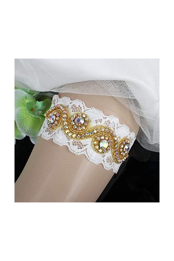 TONZN Porte-jarretelles personnalisées, jambes de mariage en diamant importé dor avec porte-jarretelles en dentelle extensib