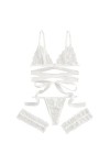 Vêtements de Nuit pour Femmes Lingerie Sexy pour sous-vêtements Sexy pour Femmes Ensemble Soutien-Gorge String jarretière Lin