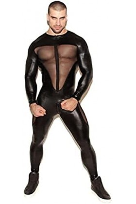 Hommes Sexy Wetlook Lingerie Brillant En Cuir Verni Catsuit Full Body Design Club Party Wear,Noir,Moyen