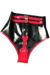 IDOBLO sous-vêtement 100% Latex Caoutchouc Beau Pantalon Rose Et Noir Short,Noir Rouge,M