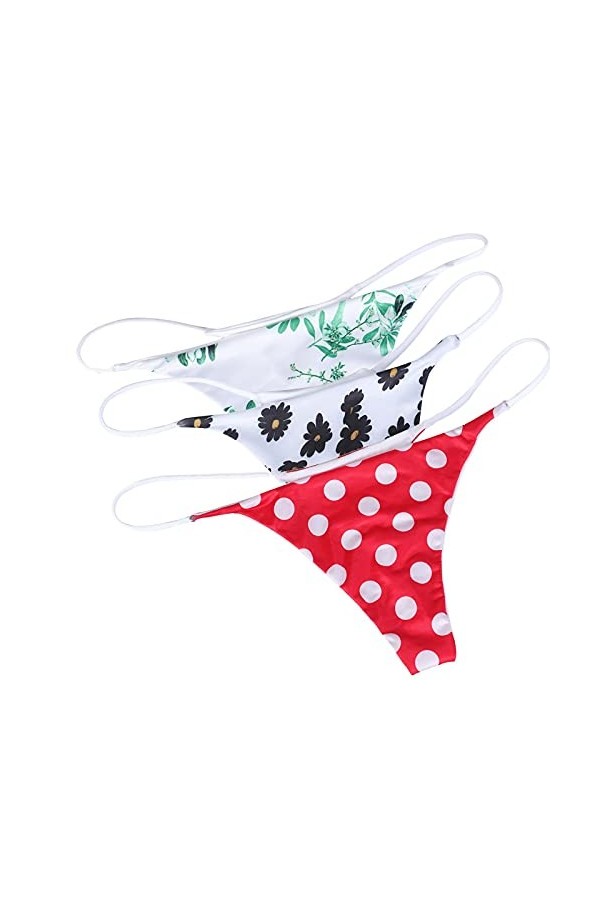 URIBAKY 3PC Femmes Culotte Taille Basse avec Dos en T Culottes G-String Sexy, Culotte Dentelle Strings sous-vêtement Lingerie