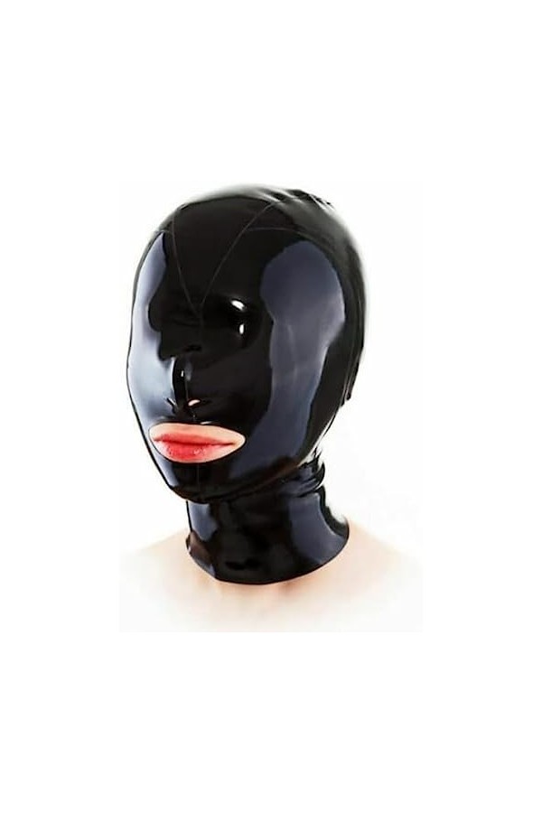 Couverture De Capot En Latex Noir Yeux Fermeture Éclair Arrière Masque En Caoutchouc Catsuit Tenue De Club Costume,Clair,X-Pe