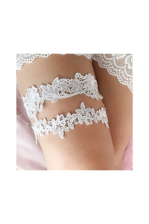 BAtlam pièces de Mariage jarretière Noeud Noeud Dentelle Jambe Anneau Blanc Sexy Cadeau pour Femme Femme mariée Couleur : 3,