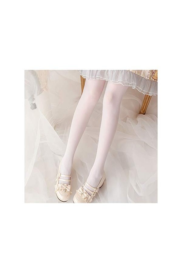 Chaussettes de style fin base confortable couleur unie barboteuse blanche à travers les bas de soie de viande chauds couleur