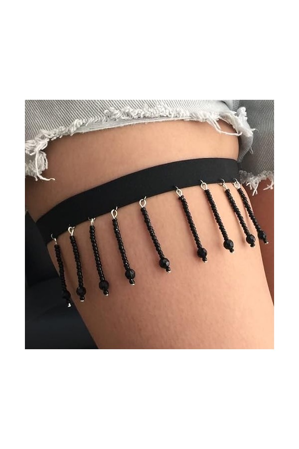 EXENXA Retro Trend Forward Trend Punk Metal Black Women Body Chain Leg Ring Sling Color : Black, Size : 3pcs Black 3pcs 