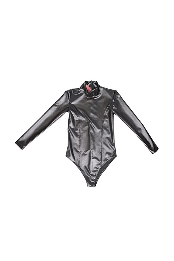 DCIUSTFHE Hommes Sexy Noir Huile Visage Latex Ammoniacal Patchwork Combinaison Fermeture Éclair Combinaisons Moulantes Boîtes