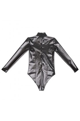 DCIUSTFHE Hommes Sexy Noir Huile Visage Latex Ammoniacal Patchwork Combinaison Fermeture Éclair Combinaisons Moulantes Boîtes