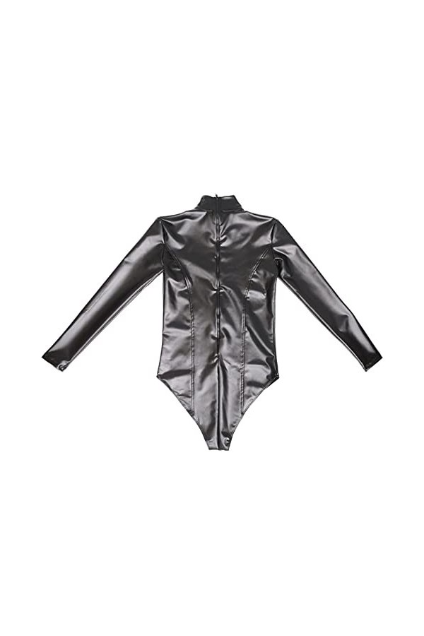 DCIUSTFHE Hommes Sexy Noir Huile Visage Latex Ammoniacal Patchwork Combinaison Fermeture Éclair Combinaisons Moulantes Boîtes