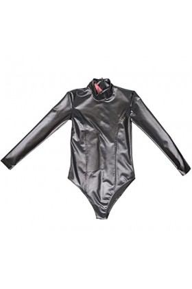 DCIUSTFHE Hommes Sexy Noir Huile Visage Latex Ammoniacal Patchwork Combinaison Fermeture Éclair Combinaisons Moulantes Boîtes