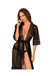 Obsessive Peignoir Long Séduisant Et Sexy Estiqua Peignoir, Noir,XS-S