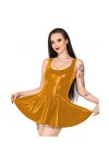 UUKR Femmes mignonnes mini robe dames sans manches couches o-cou coloré robe dété coloré sexy brillant robe de patinée métal