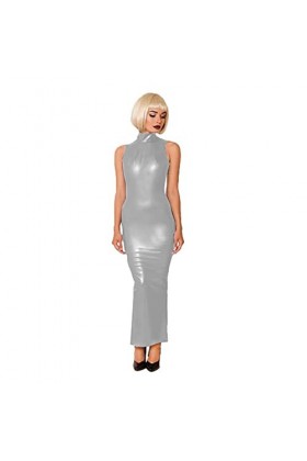 UUKR 16 couleurs robes de vinyle sexy plus Taille S-6XL Turtleneck Tank Tank Tank Robe longue Femmes Retour Zipper Club Porte