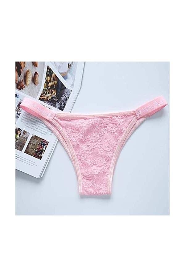Culotte en dentelle pour femme String Intimat Lingerie sexy pour femme, rose, XXL