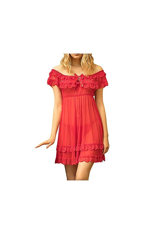 QQQQC Vêtements Techniques et spéciaux Femmes Sexy Dentelle Sling Lingerie Vêtements De Nuit Vêtements De Nuit Sexy S-2XL-C_X