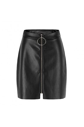 Femmes Pu en cuir Clubwear Fermeture à glissière à fermeture à glissière sur joint torique dames dames cocktail fête haute ta