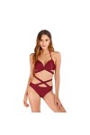TONZN Robes de Nuit et Chemises de Nuit pour Femmes, Soutien-Gorge Sexy, Ensemble croisé sur Le Devant, Maillot de Bain uni, 
