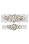 TONZN Jarretière en Dentelle pour Dames,Accessoires de Mariage Nuptiale Jarretière en Strass Faite à la Main-Blanc AW_XL,Cein