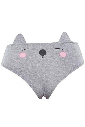URIBAKY Oreilles De Chat Mignon Culotte Femme en Coton/Femmes DrôLe Lingerie G-String Slip sous-VêTements Culottes/T String S