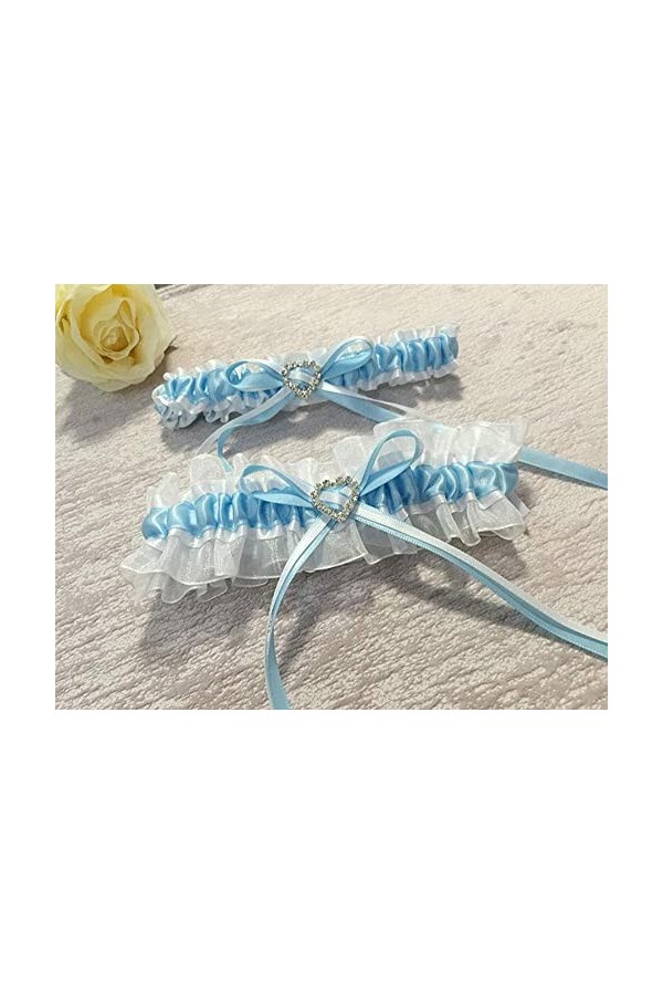 TONZN Jarretière élastiquée avec nœud en Dentelle, Accessoires de Mariage Nuptiale Anneau de Jambe jarretière en Dentelle-Ble