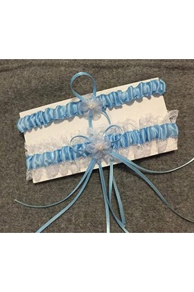 Jarretière en Dentelle avec,Jarretière de Mariage avec Noeud de mariée-Bleu Ciel_Taille Unique,Cadeaux Jarretière personnalis