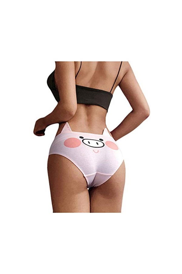 URIBAKY Oreilles De Chat Mignon Culotte Femme en Coton/Femmes DrôLe Lingerie G-String Slip sous-VêTements Culottes/T String S