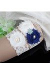 Cadeaux de Mariage pour jarretière de mariée, Jambe de Mariage de la mariée avec Porte-Jarretelles en Dentelle élastique Bleu