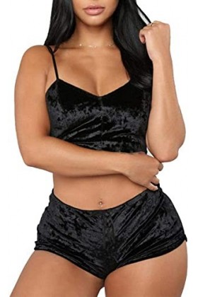 TAHALI Lingerie Sexy Nouvel Ensemble Pyjama Deux pièces Sexy Soutien-Gorge Bleu M Noir XX 