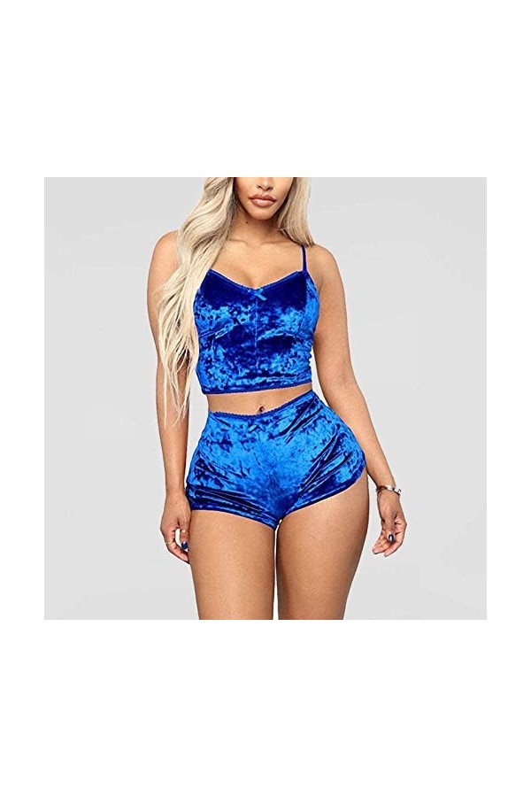 TAHALI Lingerie Sexy Nouvel Ensemble de Soutien-Gorge Pyjama Deux pièces Sexy Bleu M Bleu M 