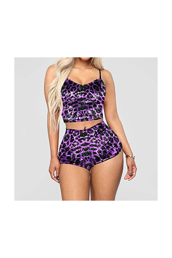 TAHALI Lingerie Sexy Nouvel Ensemble Pyjama Deux pièces Sexy Soutien-Gorge Bleu M Violet 2 L 