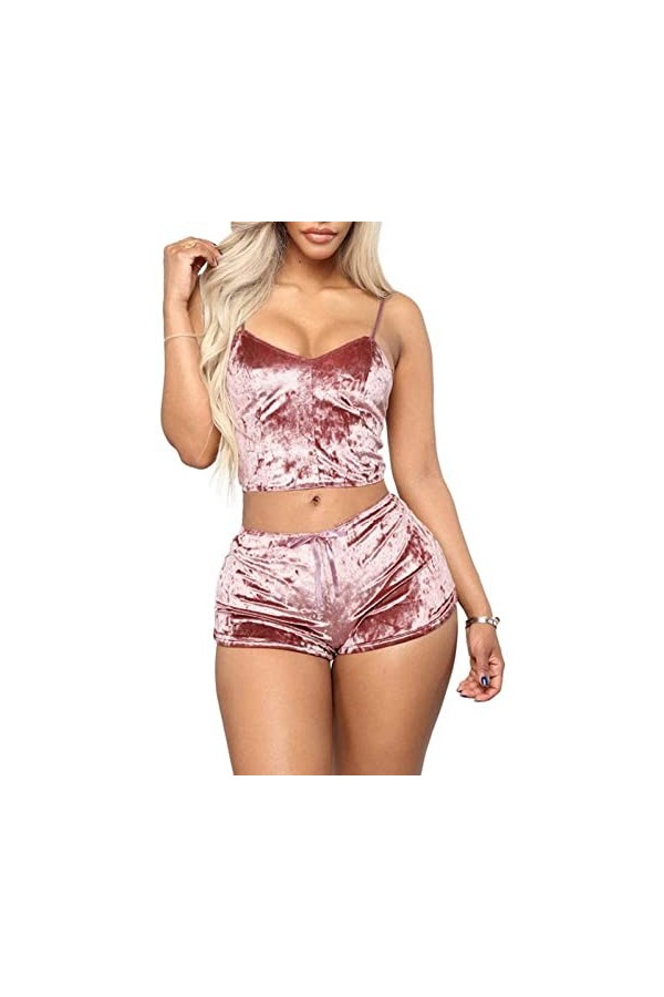 TAHALI Lingerie Sexy Nouvel Ensemble Soutien-Gorge Pyjama Deux pièces Sexy Bleu M Rose XX 